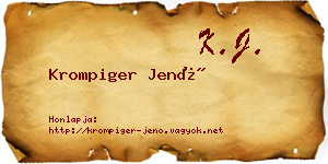 Krompiger Jenő névjegykártya